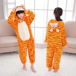 Niños Niñas Tigre Ciervo Pijamas De Franela Kigurumi Cosplay Animal Disfraz Ropa De Dormir Mono Edad 2-12 Años (2)