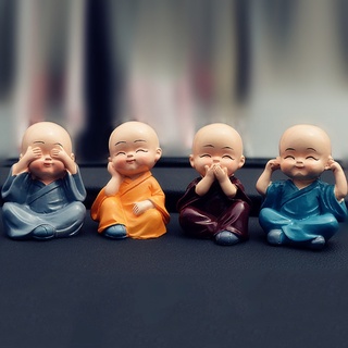 [KUKU] 4 piezas encantadoras estatuas de resina monjes artesanías creativas decoración del hogar accesorios para automóviles (3)