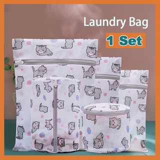1 juego de bolsa de malla de lavandería lindo gato ropa bolsa de lavandería especial para sujetador ropa interior bolsa de almacenamiento bolsas de lavandería red