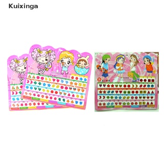 Kuixinga 1 hoja colorida para niños, diseño de palo de cristal, pegatina para niños, joyería, fiesta, juguete de moda