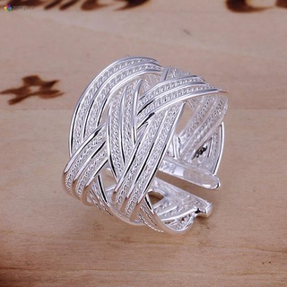 nuevo anillo de plata de ley 925 moda tejida malla abierta anillo mujeres hombres regalo plata joyería anillos de dedo