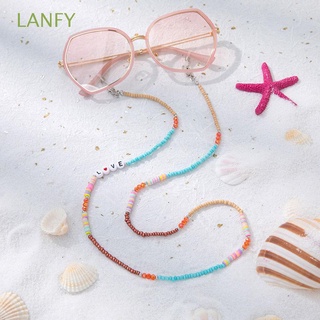 Lanfy letra corazón gafas de sol cadenas de cinco puntas estrella con cuentas de protección cordón de protección cadena gafas cadena