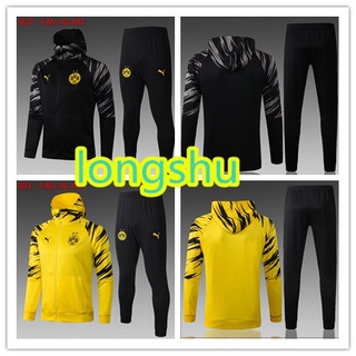 2021 2022 dortmund amarillo negro con capucha chaqueta conjunto chaqueta de fútbol +pantalones (1)
