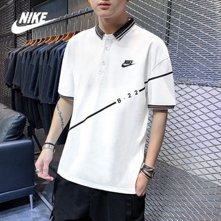 Nike - camiseta de manga corta con estampado Simple para hombre, suelta, Casual, solapa (1)