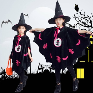 Disfraz de Halloween cosplay disfraz de Halloween ropa de niños niñas mujeres bruja sombrero mago capa COS disfraz de disfraces