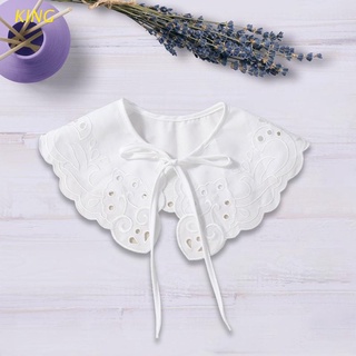 king mujeres vintage hanfu decorativo collar de imitación chal hueco bordado floral blanco collar mitad camisa con cordones mini poncho capelet