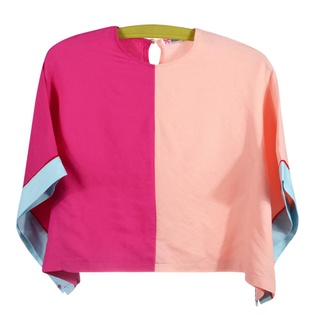 ☏Re♔Tops de estilo suelto para niñas, blusa de cuello redondo, color rosa, para playa y mar