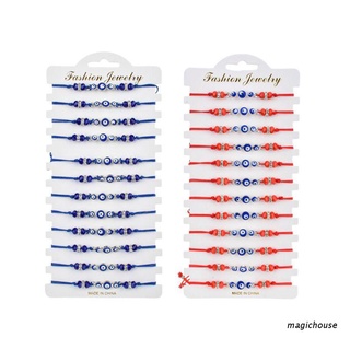 CHARMS magichouse 12 pzs pulseras de abalorios de ojos turcos azules/pulseras ajustables para cadena de cuerda