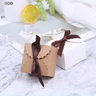 [cod] 10pcs vintage retro blanco y kraft caja de papel boda favor caja de regalo con cinta caliente