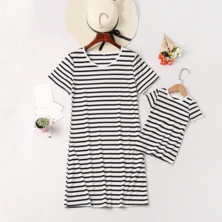 ❀ifashion1❀Parent-child Long T-shirt Casual Mother-Daughter Dresses Family Outfits