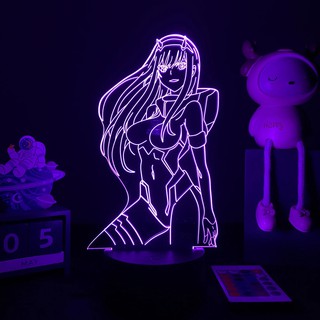 3d Led luz de noche Anime Darling en el Franxx lámpara de mesa Zero dos 002 figura para navidad dormitorio decoración lámpara de noche