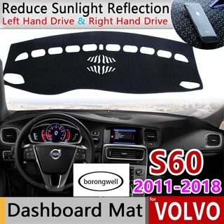 (Borongwell) para Volvo S60 2011 2012 2013 2014 2015 2016 2017 2018 antideslizante alfombrilla cubierta de salpicadero almohadilla parasol Dashmat alfombra accesorios alfombra