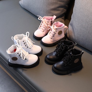 Niños y niñas color sólido Martin botas nuevas ligeras bebé botas cortas de 1-6 años de edad estilo británico niños Martin botas