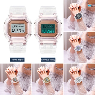 Hombres mujeres Digital deporte LED impermeable relojes de pulsera transparente Durable
