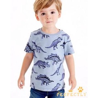 Pft7-Zz transpirable verano niños pequeños camiseta, creativo dinosaurio impresión de manga corta cuello redondo Top niños ropa Casual (1)