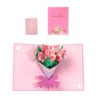 SA Carnation Flowers Bouquet Card 3D Mothers Day Card Popup Greeting Cards for Grandma Mom Mother In Law Daughter