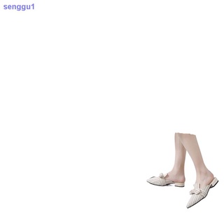 Net infrarrojo zapatillas mujeres 2020 nuevo rayas arco punta tacón grueso todo-partido Baotou Muller zapatos de las mujeres