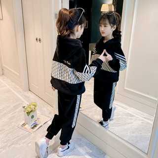 Chanel Street Wear Ropa Infantil Niñas Traje De Terciopelo Dorado Otoño Invierno 2021 Estilo Occidental