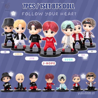 YL🔥Stock listo🔥7 unids/1Set coreano BTS Figurine colección miembros hechos a mano adornos de mesa muñecas regalos
