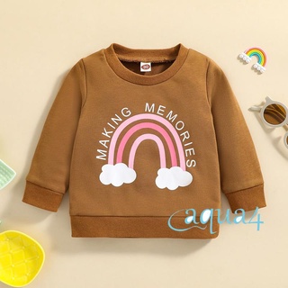 Anana-infant Casual sudadera, niñas arco iris y letra impresión manga larga cuello redondo jersey