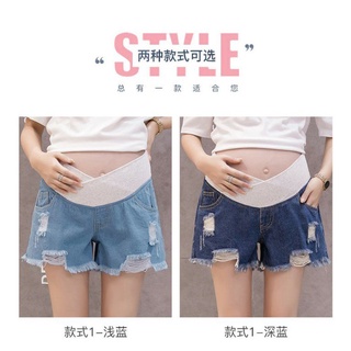 Pantalones de mezclilla fina de verano para mujeres embarazadas pantalones cortos básicos ropa exterior suelta moda Casual Hip-Hugger moda de verano (9)