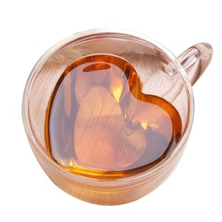 Taza de café de doble capa en forma de amor aislamiento térmico taza de vidrio con el mango de cerveza café bebida taza de leche (4)