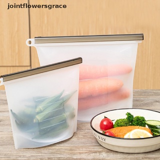 jgcl silicona bolsa de alimentos fda reutilizable silicona bolsa de alimentos ziplock bolsa a prueba de fugas congelador gracia (1)
