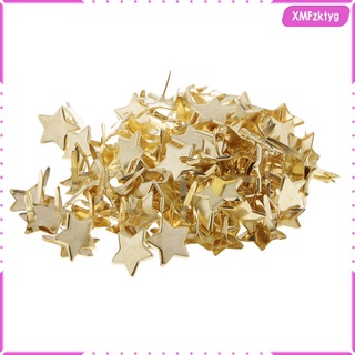 100x oro estrella metal clavitos sujetadores de papel scrapbooking adorno 14mm
