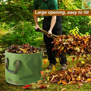 Bolsa De basura De jardín reutilizable plegable De Lona Resistente al agua bolsa De basura para jardín con mangos De almacenamiento B (8)