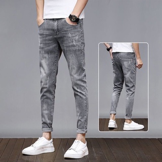 Jeans Hombres Pequeños Pies Tendencia Guapo Nueve Pantalones Otoño E Invierno Nuevo Coreano Elástico casual
