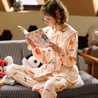 Mujer primavera otoño algodón alimentación pijamas traje (3)