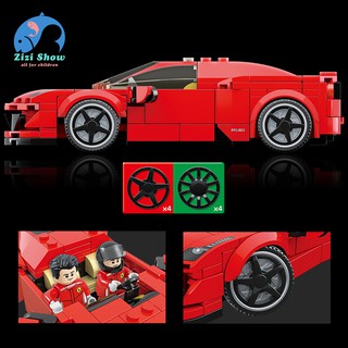 lele super racing coche bloques de construcción rojo ferraris modelo de coche deportivo compatible lego bloque niños niño rompecabezas asamblea juguetes (6)