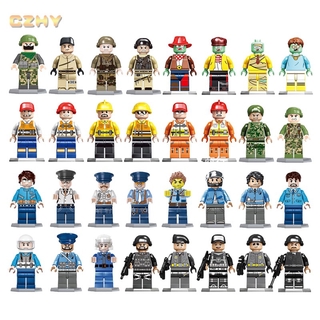 lego minifigures policía ejército bombero ninja bloques de construcción ladrillos juguetes