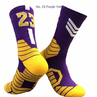 ELITE kobe calcetines de baloncesto de los hombres de alta ayuda lakers no. 24 profesional baloncesto élite calcetines de tubo medio marea calcetines deportivos toalla calcetines
