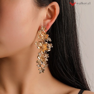 pendientes largos de la oreja de la flor de la flor pendientes de metal de la joyería para las mujeres de fiesta de la boda (3)