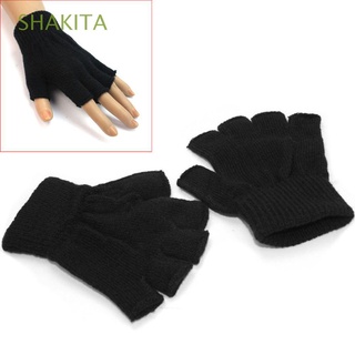 shakita guantes sin dedos al aire libre calentador de punto guantes de medio dedo guantes deportivos ciclismo moda negro suave cálido invierno espesar manoplas/multicolor (1)