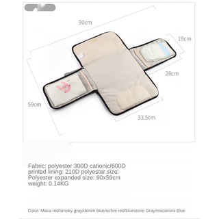 Ptu multifuncional bebé cambiador de mesa impermeable bolsa portátil bebé cambiador de pañales bolsa de almacenamiento incorporado productos de bebé (8)