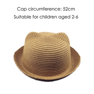 Nextshop gorra orejas de gato Color sólido sombrero de paja sombreros de paja visera sol playa verano niños niñas/Multicolor (2)