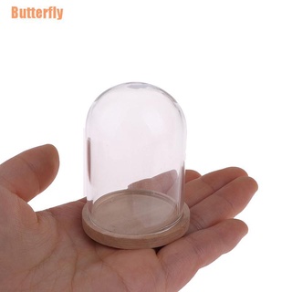 Butterfly&% 1:12 casa de muñecas miniatura decoración flor pantalla cristal campana frasco con Base (3)