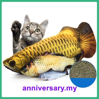 Anniversary111 Creative 3D forma de pez gato juguete simulación de peluche pez mascota Catnip pescado almohada