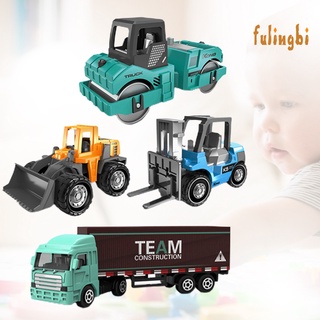 FLB 4Pcs Excavator Truck Engineering Vehicle Design Kidss Plastic 1/64 Scale Engineering Car Model Toy for Interactive Play