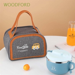 WOODFORD Portable Food Thermal Cooler Bags Oxford cloth Picnic Carry Case Lunch Bag Tableware Travel Aluminum film Insulation Cold Storage Lunch Box Large Capacity Food Storage Pouch