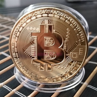 MY- Bitcoin Coin Gold Plated Physical Bitcoins Commemorative Metal Antique Imitation Collectible Art Collection Gift for Hobbies