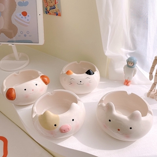 Nuevo producto Cenicero de cerámica animal de dibujos animados lindo mesa de centro para el hogar exquisito cuenco de almacenamiento multifuncional niña corazón conejo cerdo cerdo