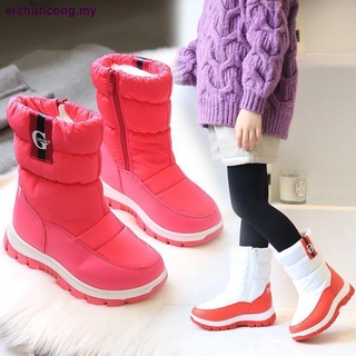 Botas de nieve para niñas 2021 nuevo invierno niños s tubo medio más terciopelo grueso zapatos de algodón, niños grandes s botas antideslizantes e impermeables
