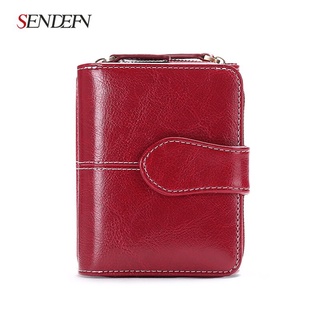 Sendefn New Wallet Women Purse Brand Coin Purse Zipper Wallet Female Short Wallet Women Split Leather Small Purse