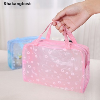 [skb] bolsa de almacenamiento de cosméticos impermeable de pvc para mujer, floral, transparente, bolsa de lavado [shakangbest]