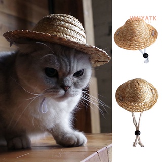 Pet Straw Hat Breathable Creative Handmade Summer Pet Sun Cap for Outdoor