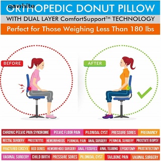 qawhite donut almohada alivio del dolor hemorroides cojines soporte de espuma memoria asiento cl (9)