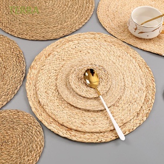 terra maiz casco mantel individual tejido decoración del hogar posavasos aislamiento térmico antideslizante cocina mesa mesa mesa redonda almohadillas